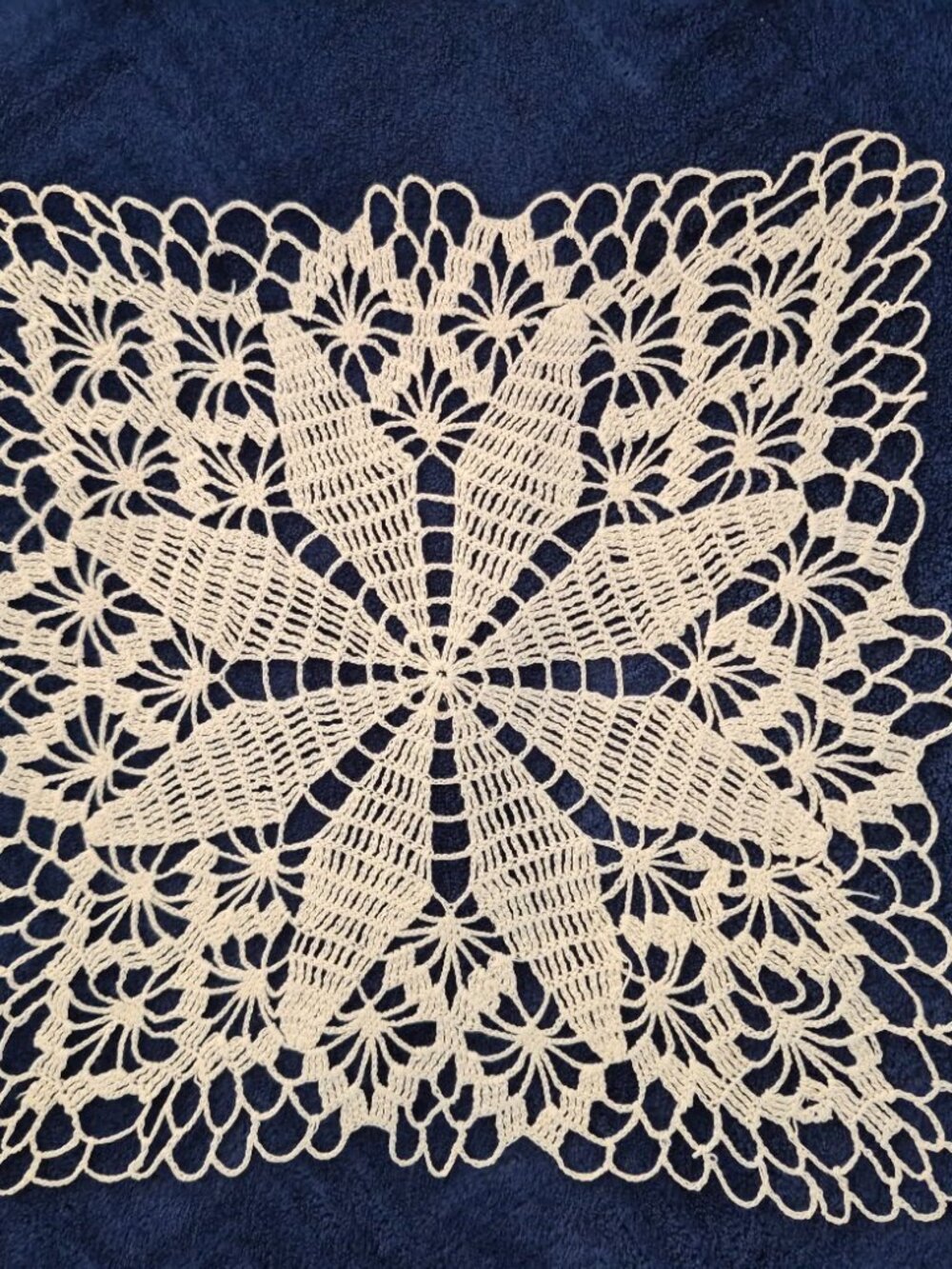 Handmade White Square Crocheted Doily